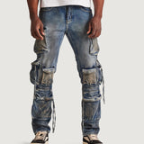 Squadron Slim Straight Cargo Denim (Dirty Indigo)