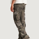 Hawk Cargo Flare Denim (Washed Jade)