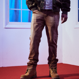 Saddle Studded Straight Denim (Tobacco)